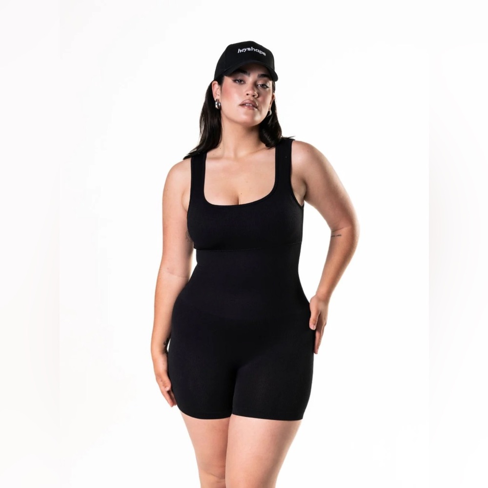 Hey Shape Square Neck Ribbed Shapeware Jumpsuit